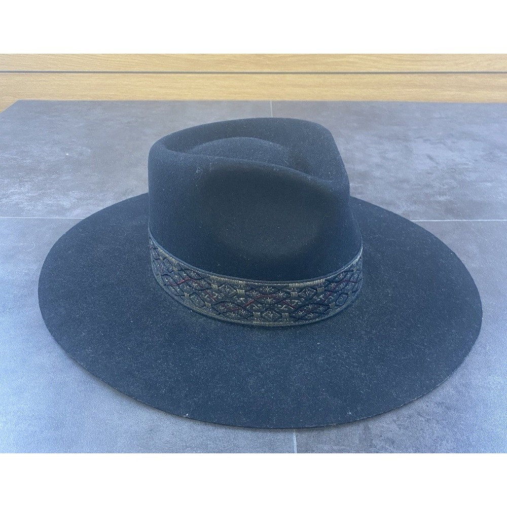 Shyanne Wool Felt Womens Fedora Cowboy Hat Black-NWT OS